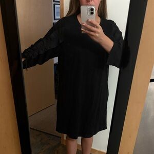 Kobi Halperin | Black Dress with Ruched Sleeves